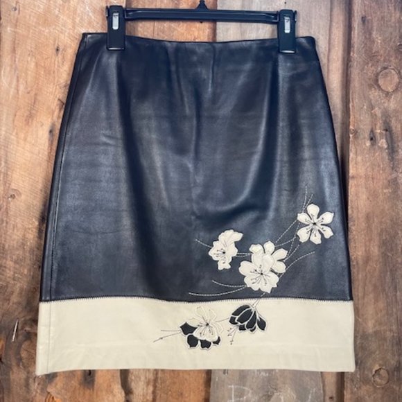 Saks Fifth Avenue Skirts Saks Fifth Avenue 0 Leather Embroidered